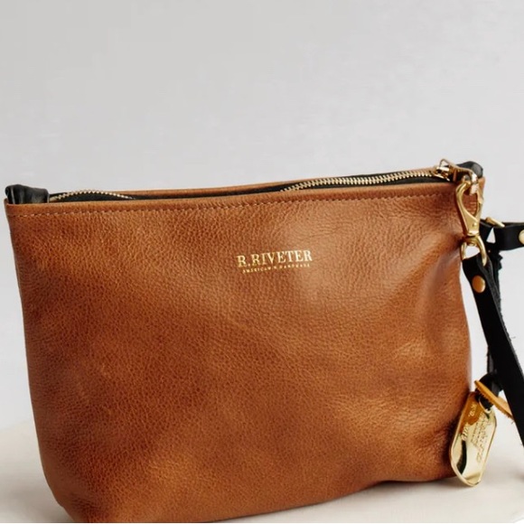 R. Riveter Bags R Riveter Leather Signature Camel Leather Zipper